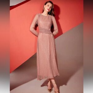 Elegant Mauve Long Sleeve Dress